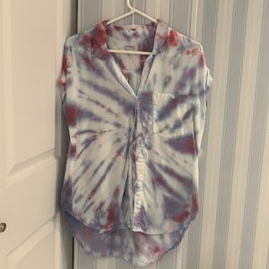 Tie dye short sleeve button down
